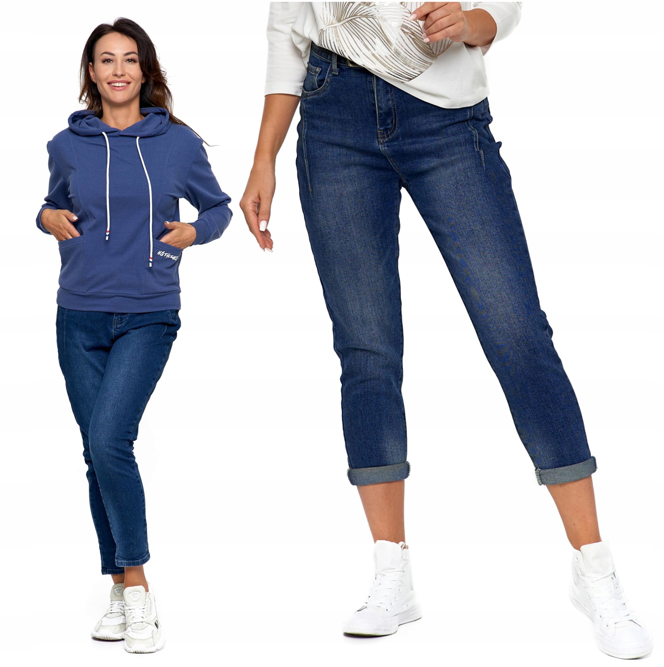 

Spodnie Damskie Jeansowe mom fit Pasek Moraj XL