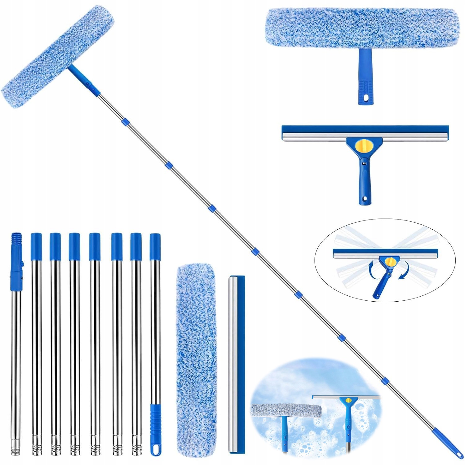 Čistič Oken 2V1 S Teleskopickou Tyčí 3 M Stěrka 35 CM Mikrovlákno