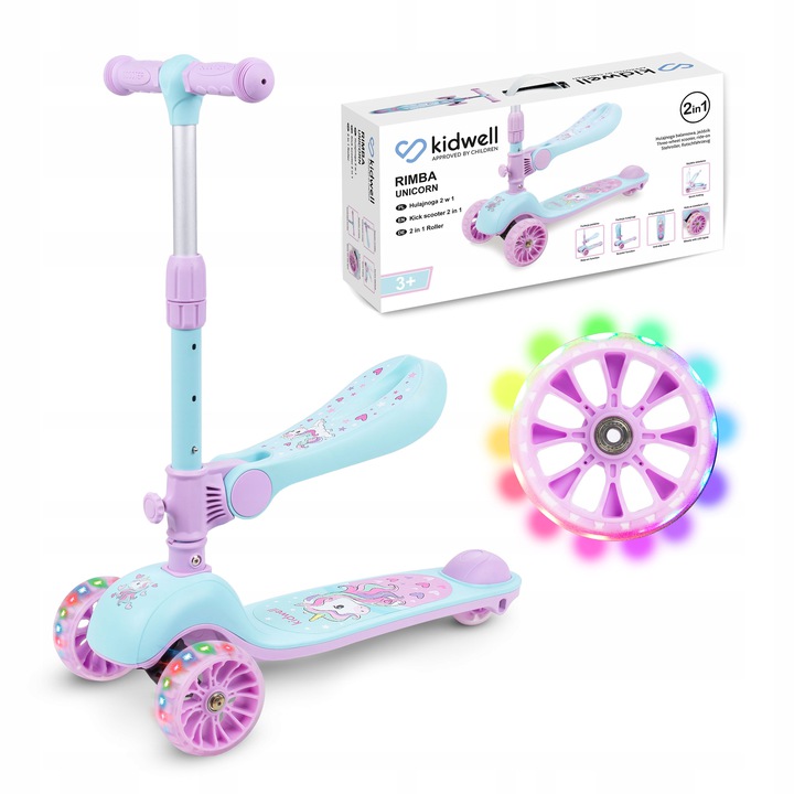 Hulajnoga balansowa 2w1 Kidwell Rimba jeździk LED Rozmiar ramy mniejsza
