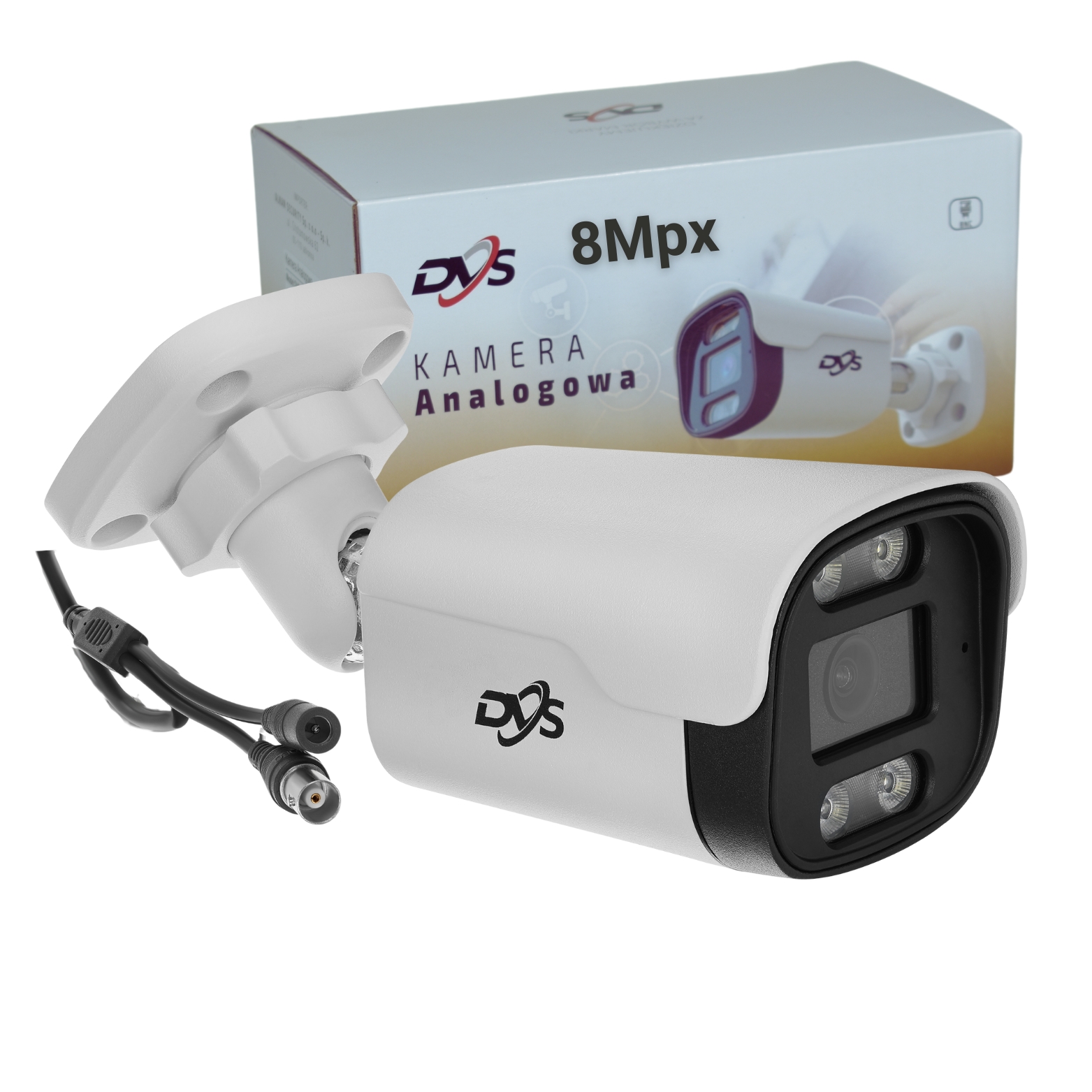 Kamera analogowa DVS 8Mpx biała tubowa IP66 z doświetleniem IR 25 m