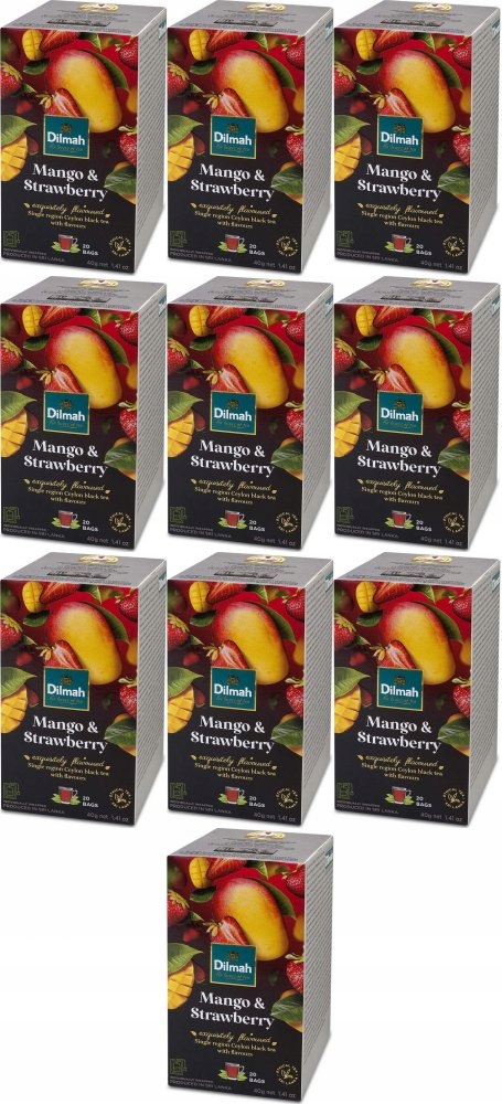 Herbata czarna ekspresowa Dilmah Mango Strawberry aromatyzowana 20k x 10