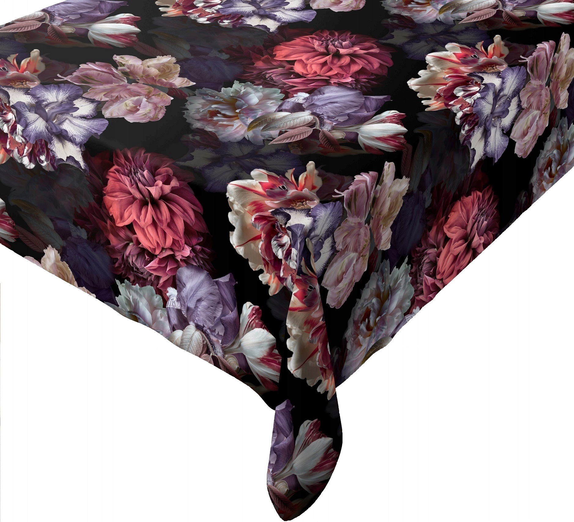 Obrus dekoracyjny w kwiaty na stół 140x220 Az-164 Peonia Velvet Czarny