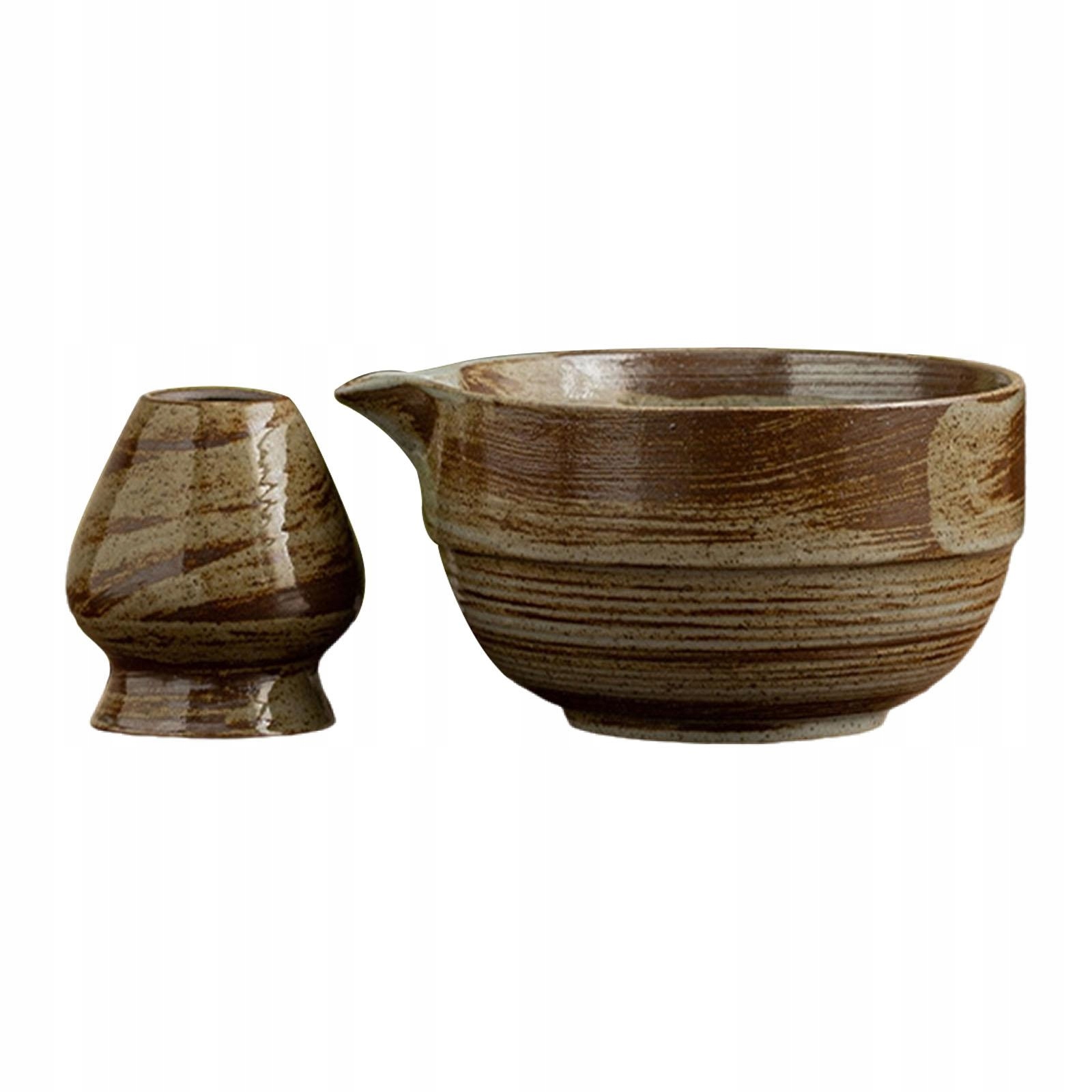 2Pcs Matcha Set and Whisk Holder Portable Multipurpose Ceramic Tea green