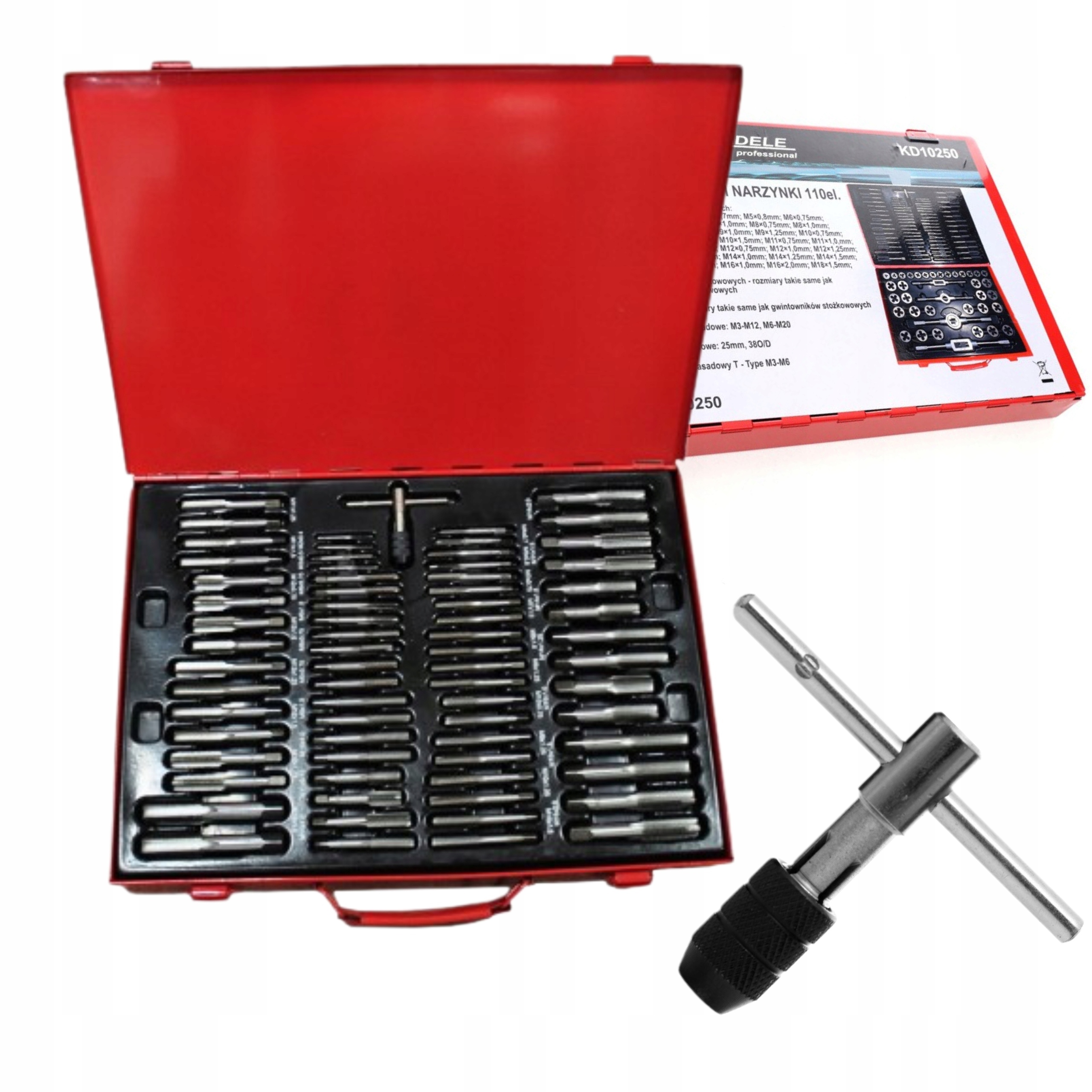 Sada Závitníkov A Narezávačov 110 Kusov, Kufrík, Kalibrátory KD10250