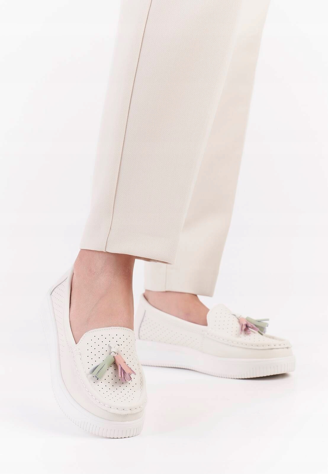 MOKASYNY DAMSKIE SERGIO LEONE SP015 BEŻOWE PÓŁBUTY SKÓRA NATURALNA R 36 Model SP015-BEZOWY