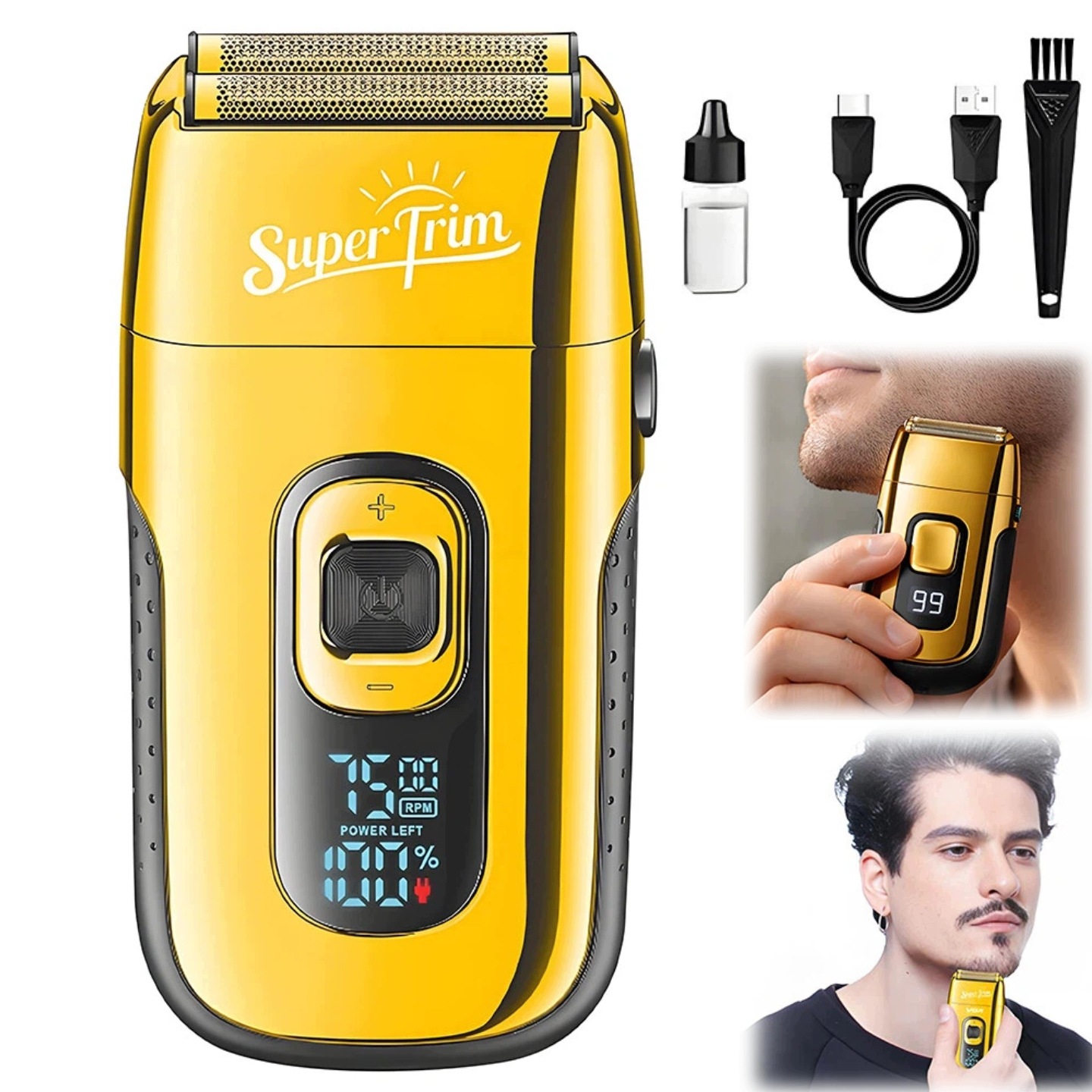 Holicí Strojek pro muže s fólií 150 minut Usb Led Zastřihovač na hlavu vousů