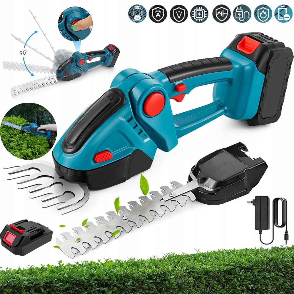 Nożyce Elektryczne Do Żywopłotu Trawy Krzewów Gałęzi Sekator 2W1 15000RPM