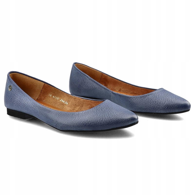 Granatowe Baleriny Maciejka Eleganckie Buty Wzór dominujący bez wzoru