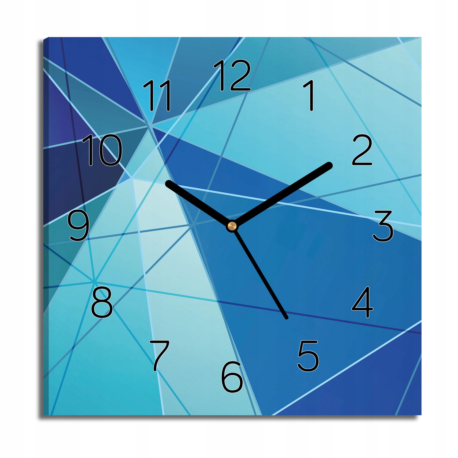 hodiny na obraze Geometrie modrá 30x30 s fotografií
