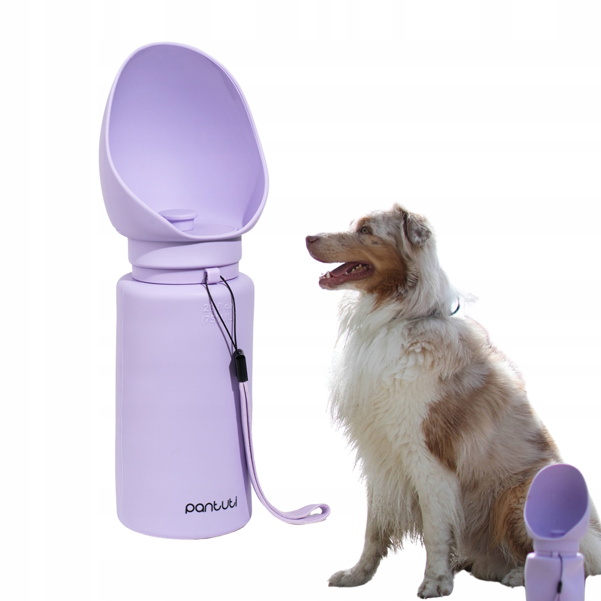 Skládací silikonová láhev pro psa s dávkovačem Monte fialová 750 ml