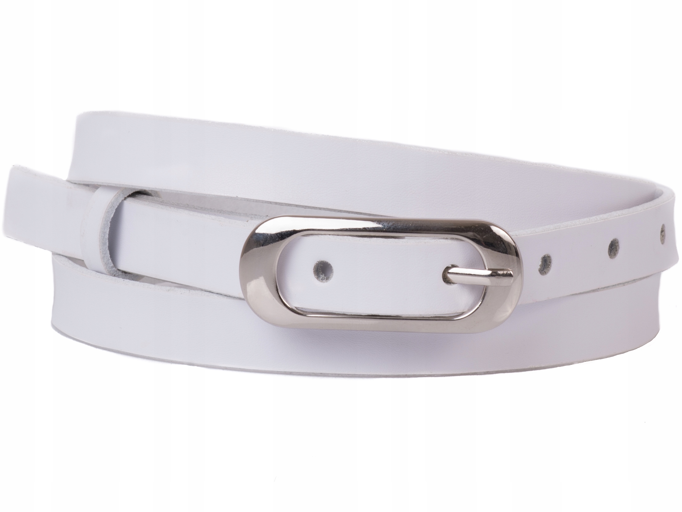 

Damski Skórzany pasek 1,5cm Biały |75obw