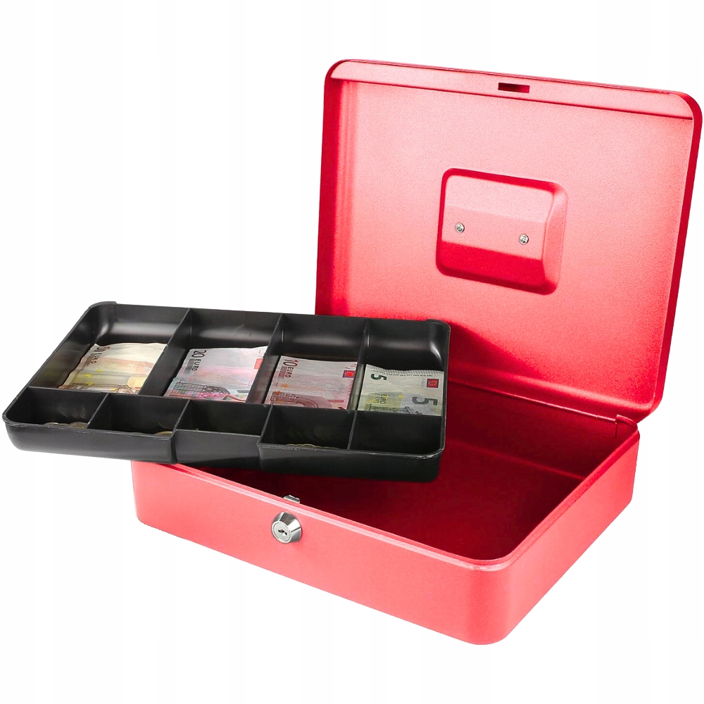 Duża Metalowa Kasetka na Pieniądze Bilon Sejf Klucze schowek skarbonka