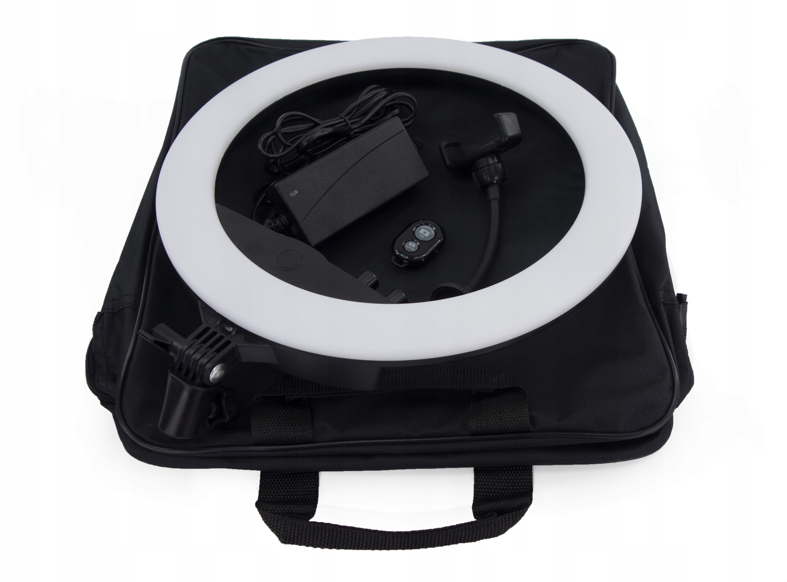 LAMPA PIERŚCIENIOWA LED 36CM 230V DUŻA PILT STATYW TORBA GABINET STUDIO Marka Inna