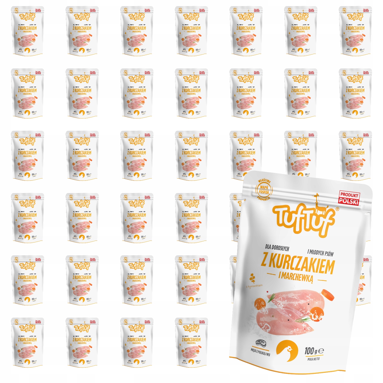 Vlhké Krmivo Pro Psa TufTuf Sáček Mleté Kuře Mrkev 40x100G