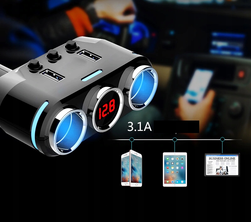 ROZDZIELACZ GNIAZDA ZAPALNICZKI WOLTOMIERZ 2x USB EAN (GTIN) 5900495607447