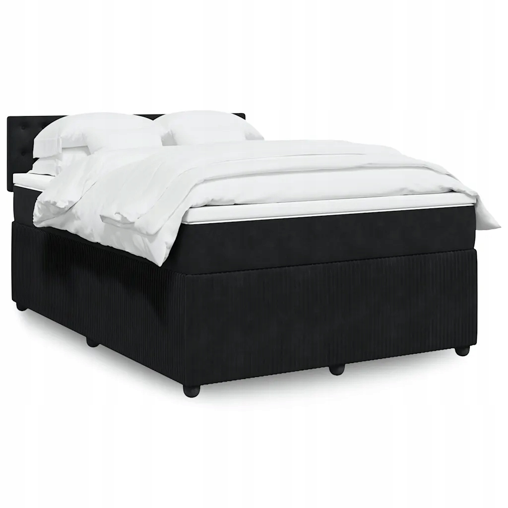 Box spring postel s matrací černá 140 x 190 cm samet Černý 3290048