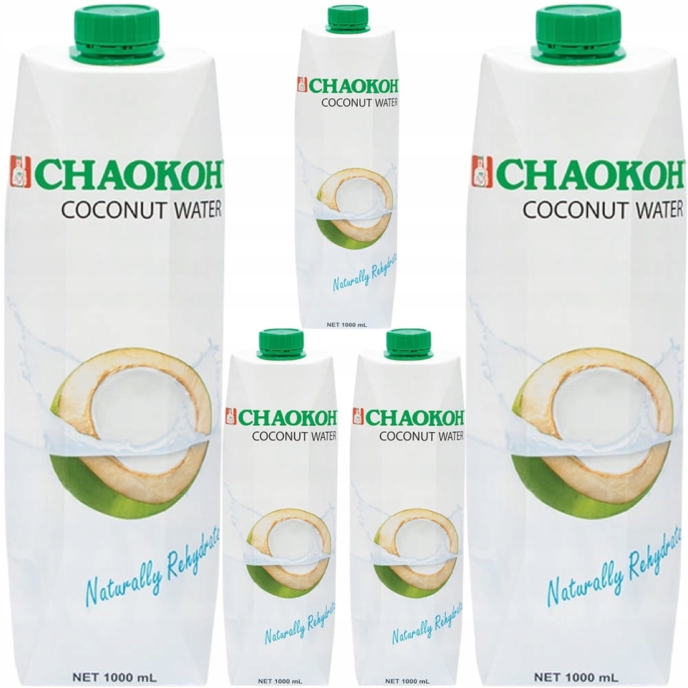 5 x Zdravá Kokosová voda z kokosu Přírodní zavlažování 1000 ml 1 litr Chaokoh