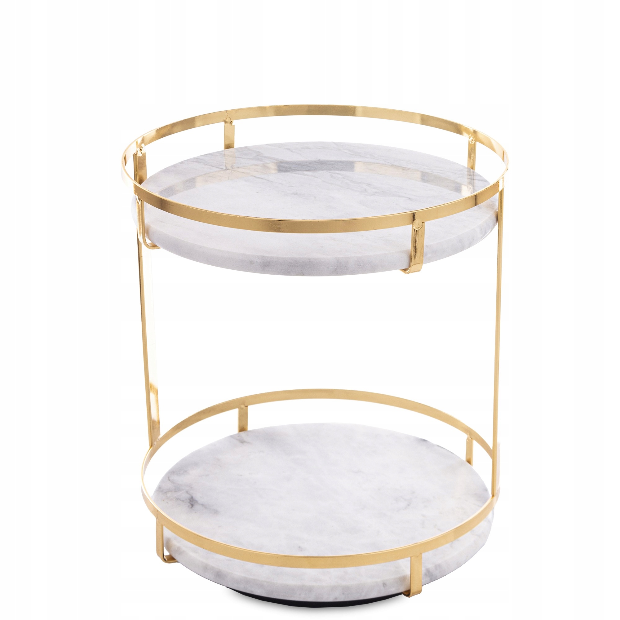 Elegantná dvojúrovňová tácka podnos mramorová – zlatobiela