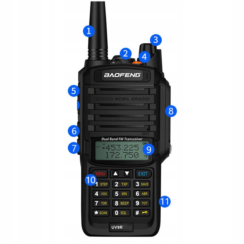 Krótkofalówka Baofeng UV-9R 7W SUPER MOC! Wyświetlacz z podświetleniem
