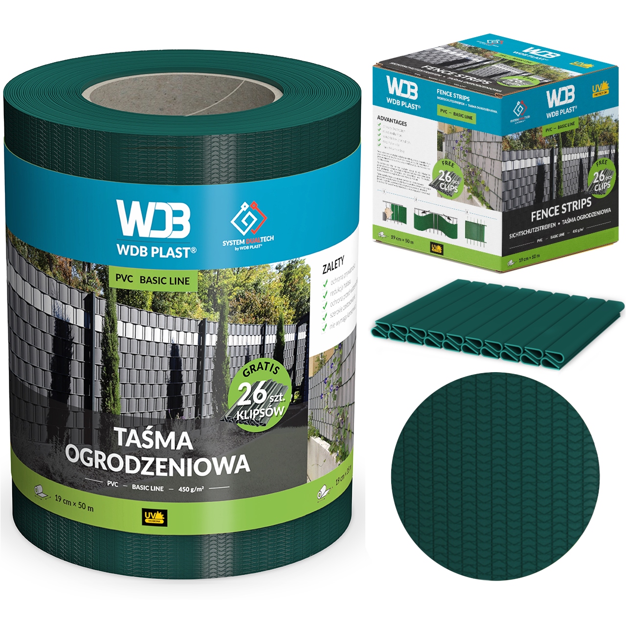 Taśma Ogrodzeniowa Zielona 19x50m Osłona Na Ogrodzenie Panelowe Płot Bramę