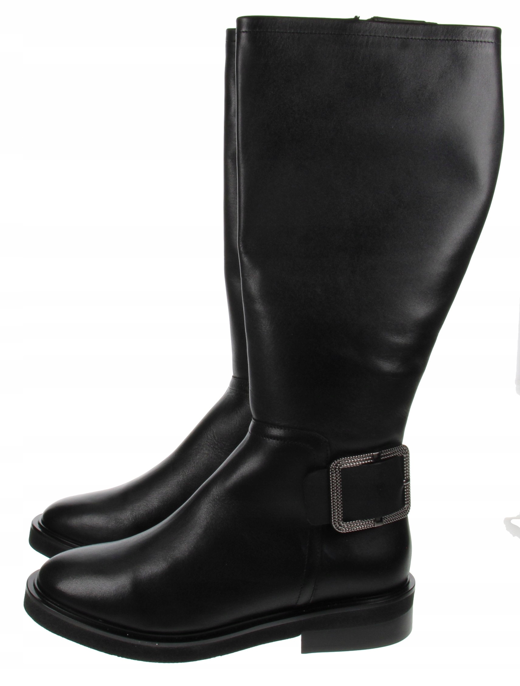 Dámské Černé Kozačky Na Zip, Hladké, Klasika 37 Ž7C