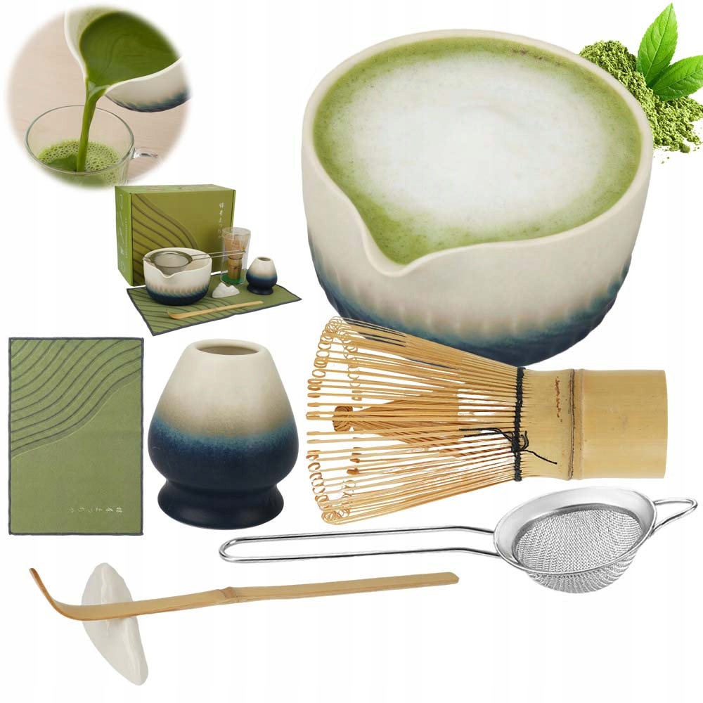 Zestaw Do Matchy Ceramiczny Czarka Miotełka Łyżeczka Do Herbaty Matcha 7SZT