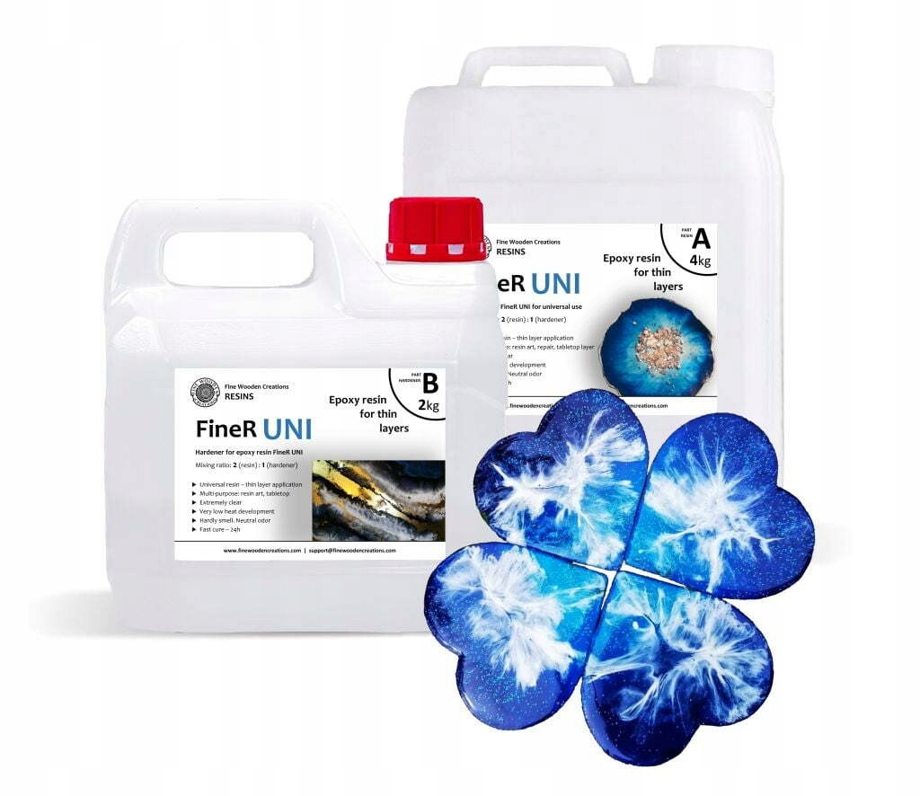 Epoxidová pryskyřice pro odlévané dřevo Krystalická FineR Uni 4,5 kg až 1.5 cm