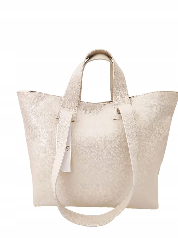 Laura Biaggi kožená shopper taška, světle béžová