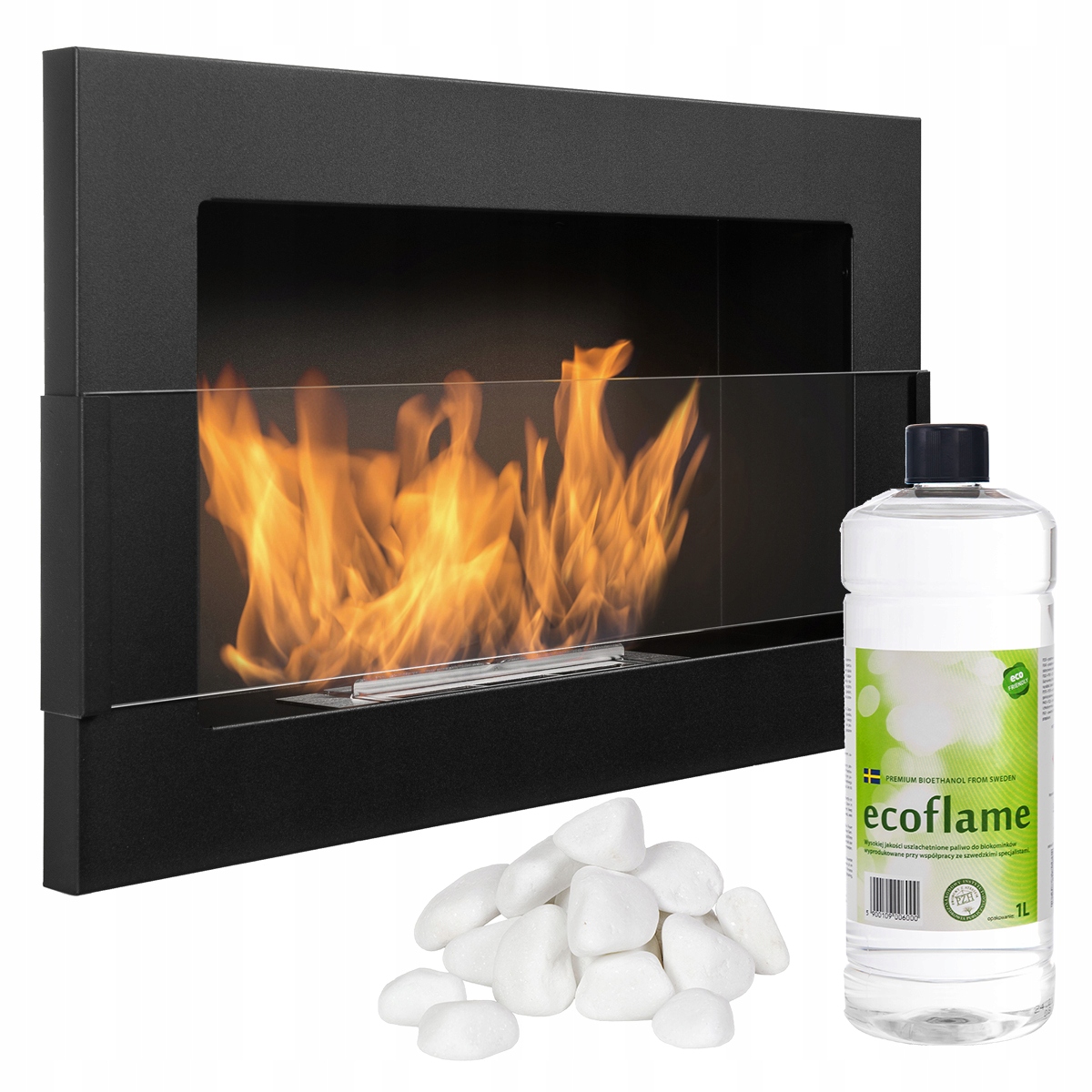 Černý biokrb 650x400 se sklem Široký Oheň