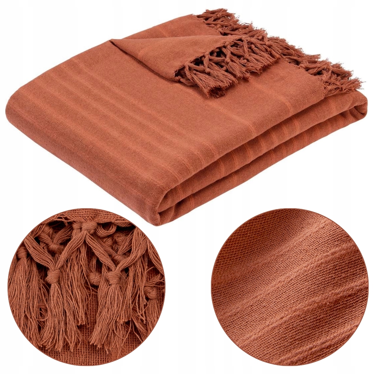 Velká přikrývka na postel 230 x 250 cm Oranžová bavlněná měkká deka