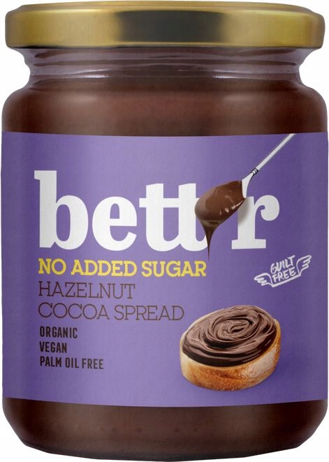 Levně 2x Krém Lískové Ořechy & Kakao Bez Přidaného Cukru Bio 250 g Bett'r