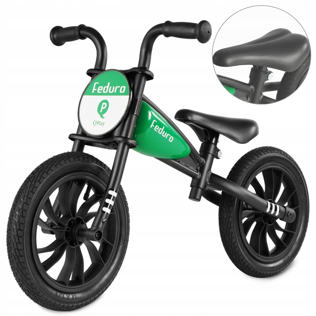 Rowerek Biegowy dla dzieci pompowane koła 12" Feduro Green Qplay