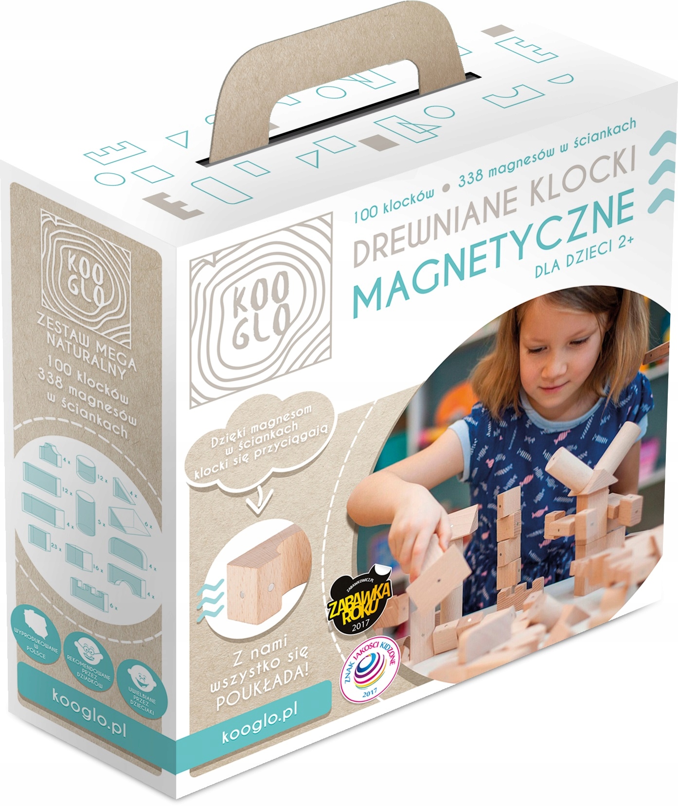 

Klocki magnetyczne drewniane Kooglo Polskie 100el.
