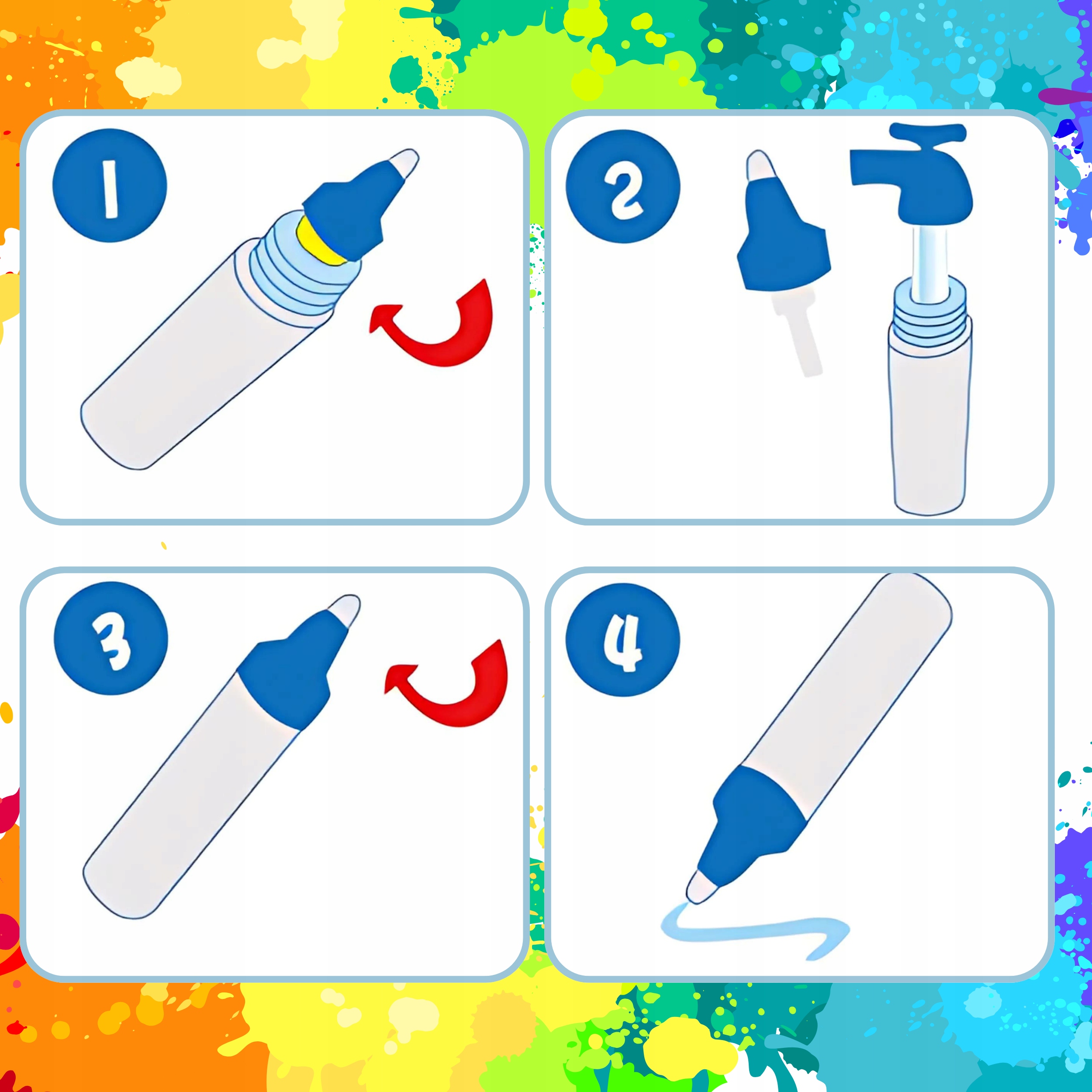 MATA WODNA DO MALOWANIA RYSOWANIA 120x90 PIECZĄTKI FORMY PISAKI ZESTAW XXL Certyfikaty, opinie, atesty CE EN 71