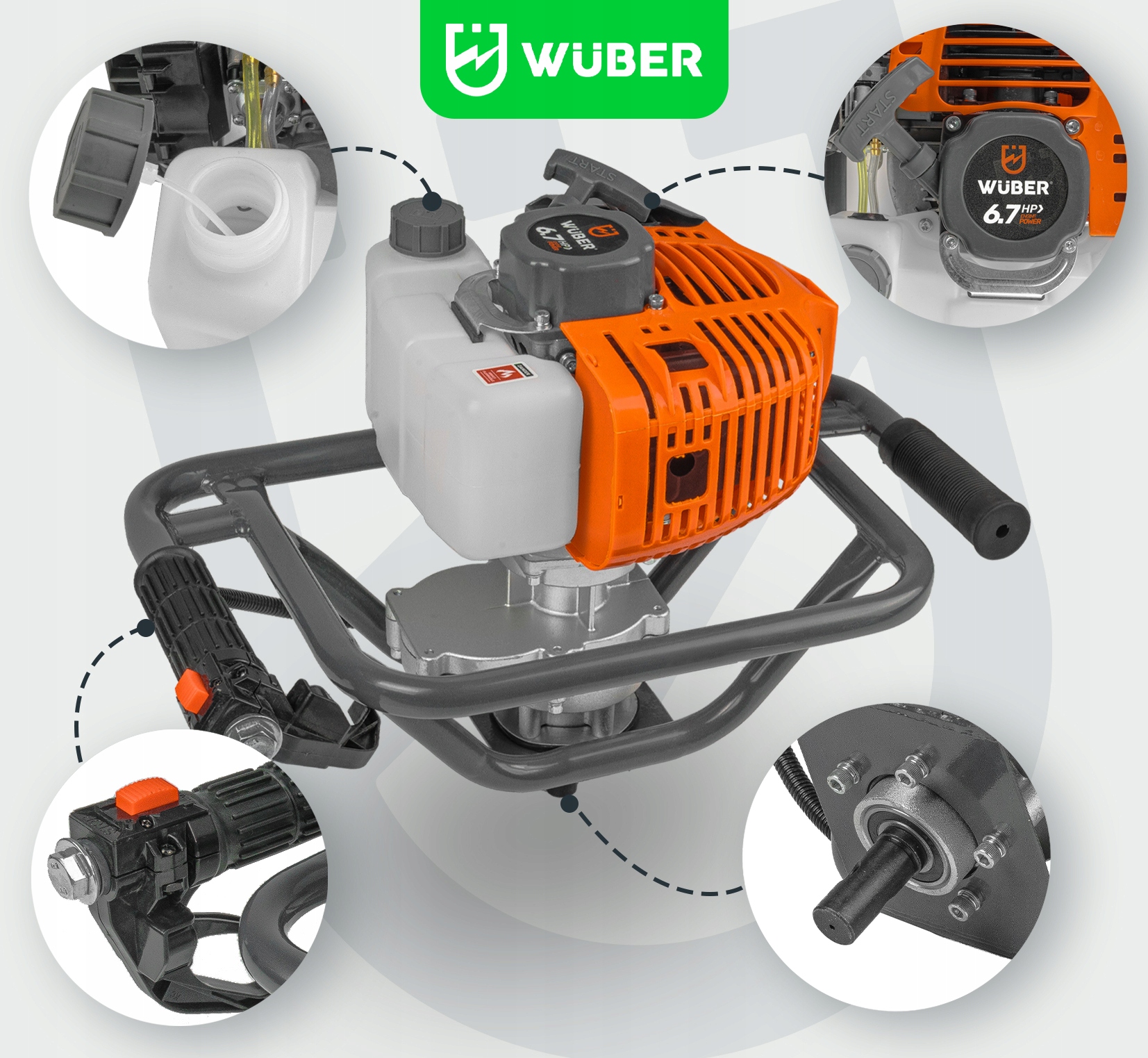 WIERTNICA SPALINOWA ŚWIDER DO ZIEMI GLEBY 6,7KM+PRZEDŁUŻKA WIERTŁA 10/20/30 Seria WR-GD-670