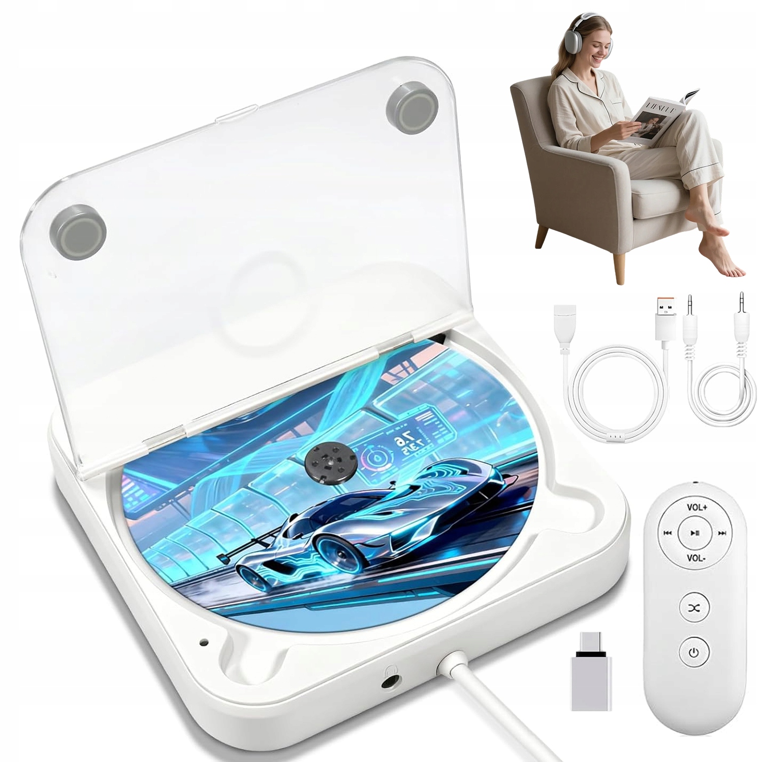 CD Player Do Samochodu Usb Aux CD MP3 Cd-rw Wav Zdalne Sterowanie