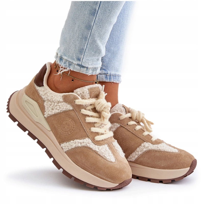 Zateplené Semišové Tenisky Big Star OO274A317 Hi-poly Systém Béžové 40