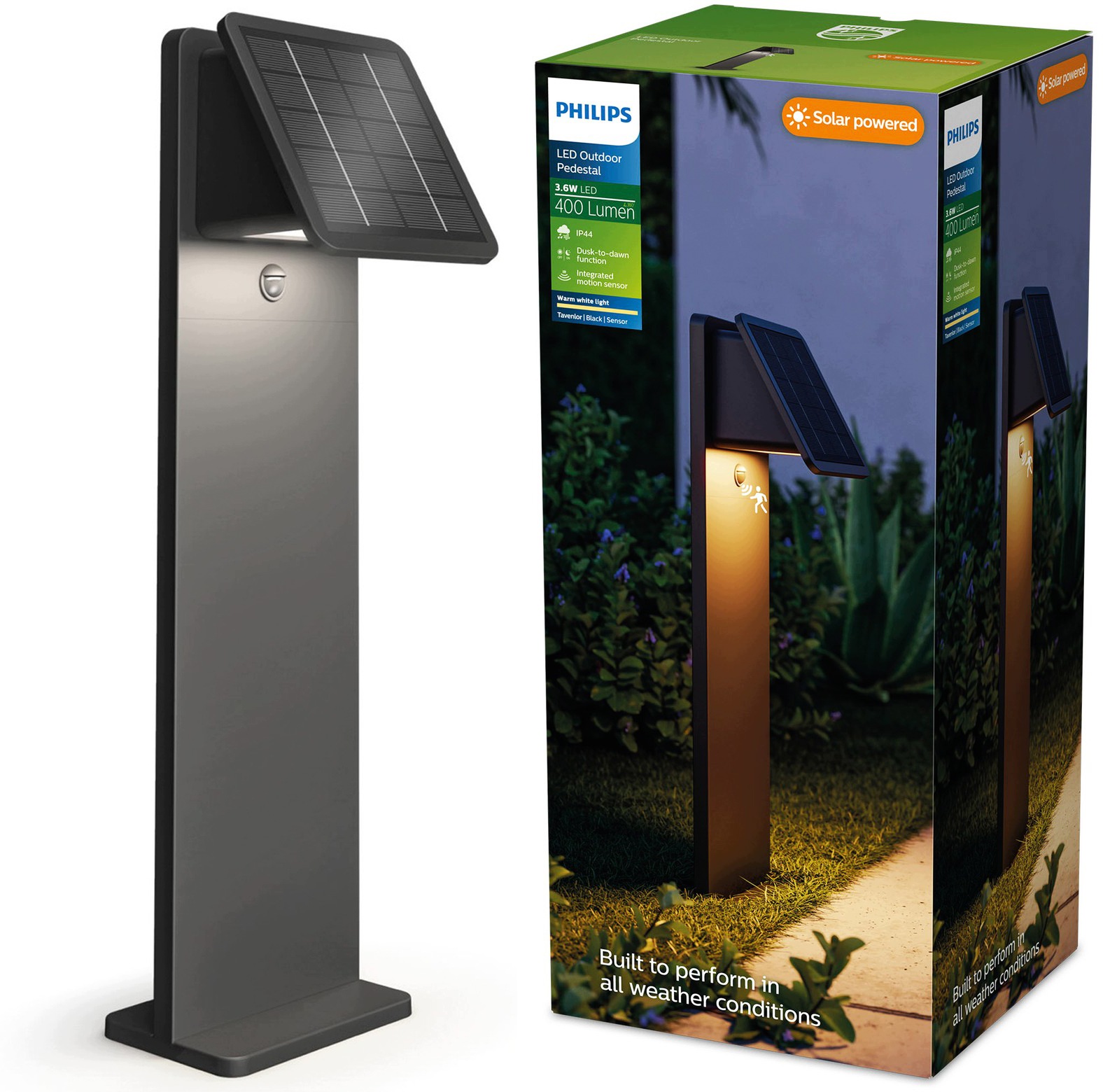 Solární zahradní stojící Led lampa Sloupek Senzor Pohybu Philips Tavenlor