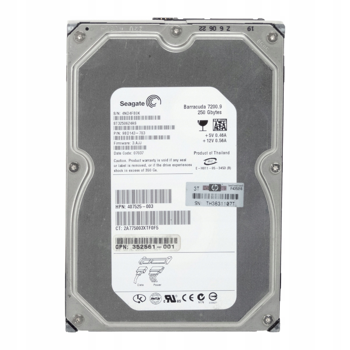 Hp 407525-003 250GB 7.2K 16MB Sata II 3.5'' ST3250624AS