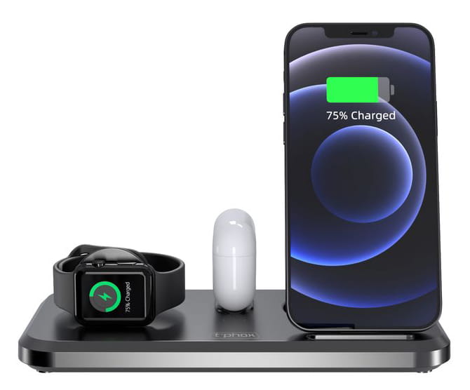 Ładowarka bezprzewodowa 3w1 do telefonu Apple Watch AirPods, T-Phox, Qi