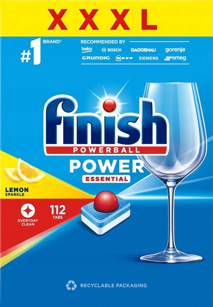 Фото - Таблетки для посудомийки Finish Tabletki do zmywarki  Powerball Power Essential Lemon 112 sztuk 
