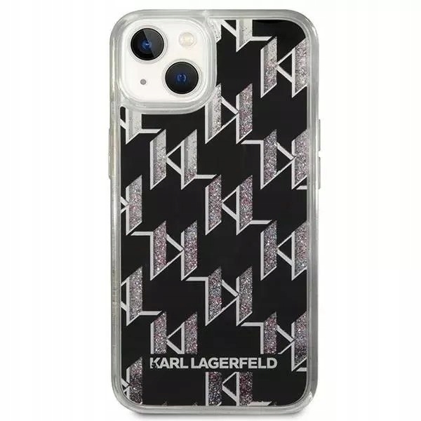 Karl Lagerfeld Monogram Liquid Glitter – Pouzdro pro iPhone 14 (černé)