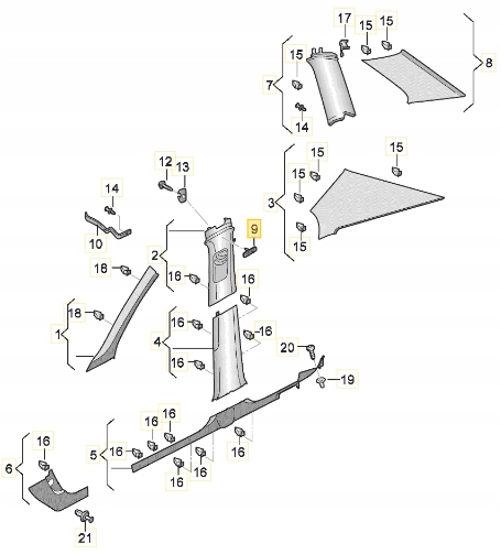 ZAŚLEPKA PLASTIK AIRBAG SŁUPKA 5E0853437 FABIA III Numer katalogowy części 5E0853437