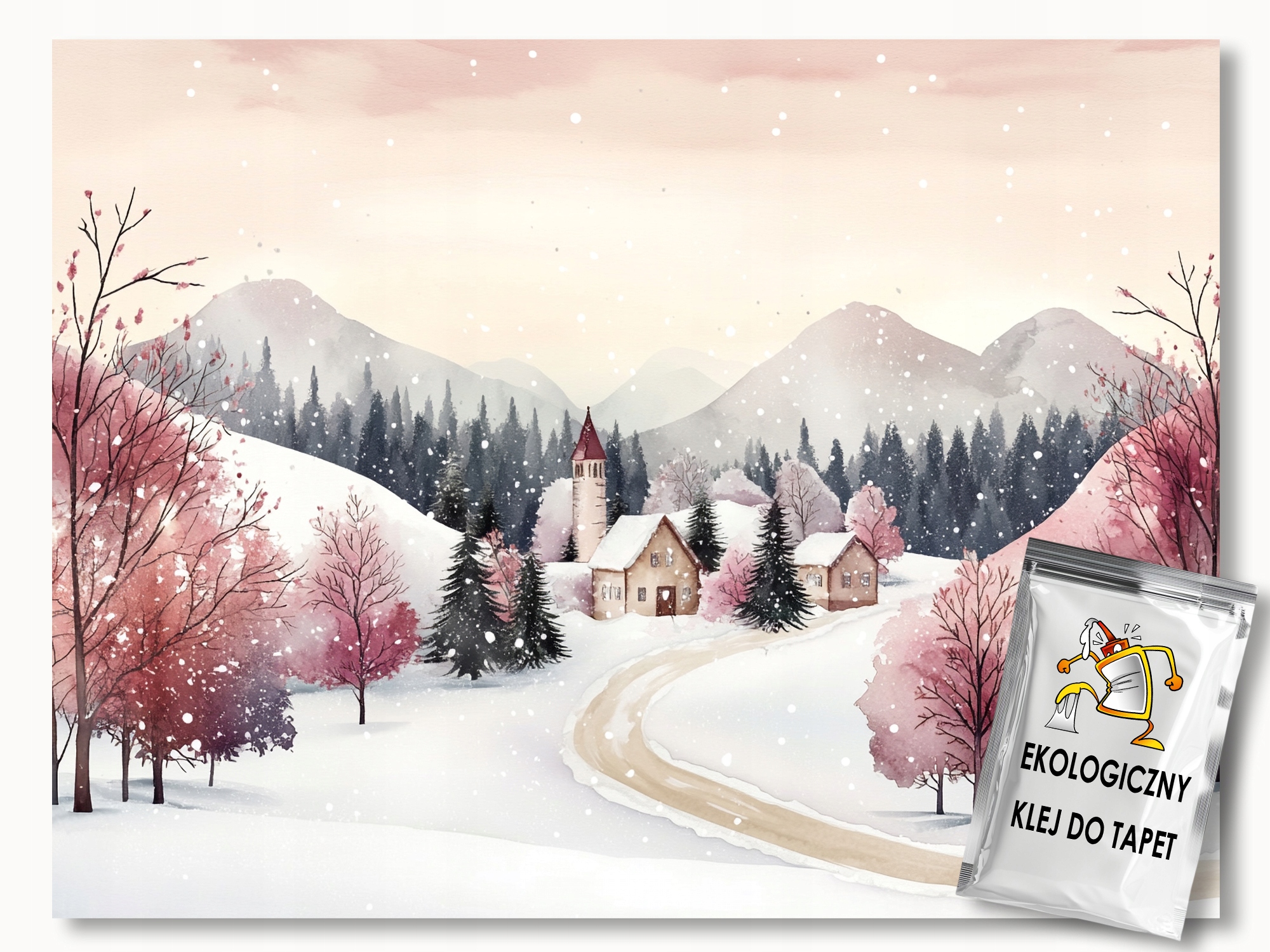 Fototapeta Flizelina Krajina Hory Městečko Cesta Zima Sníh 400x280 110g