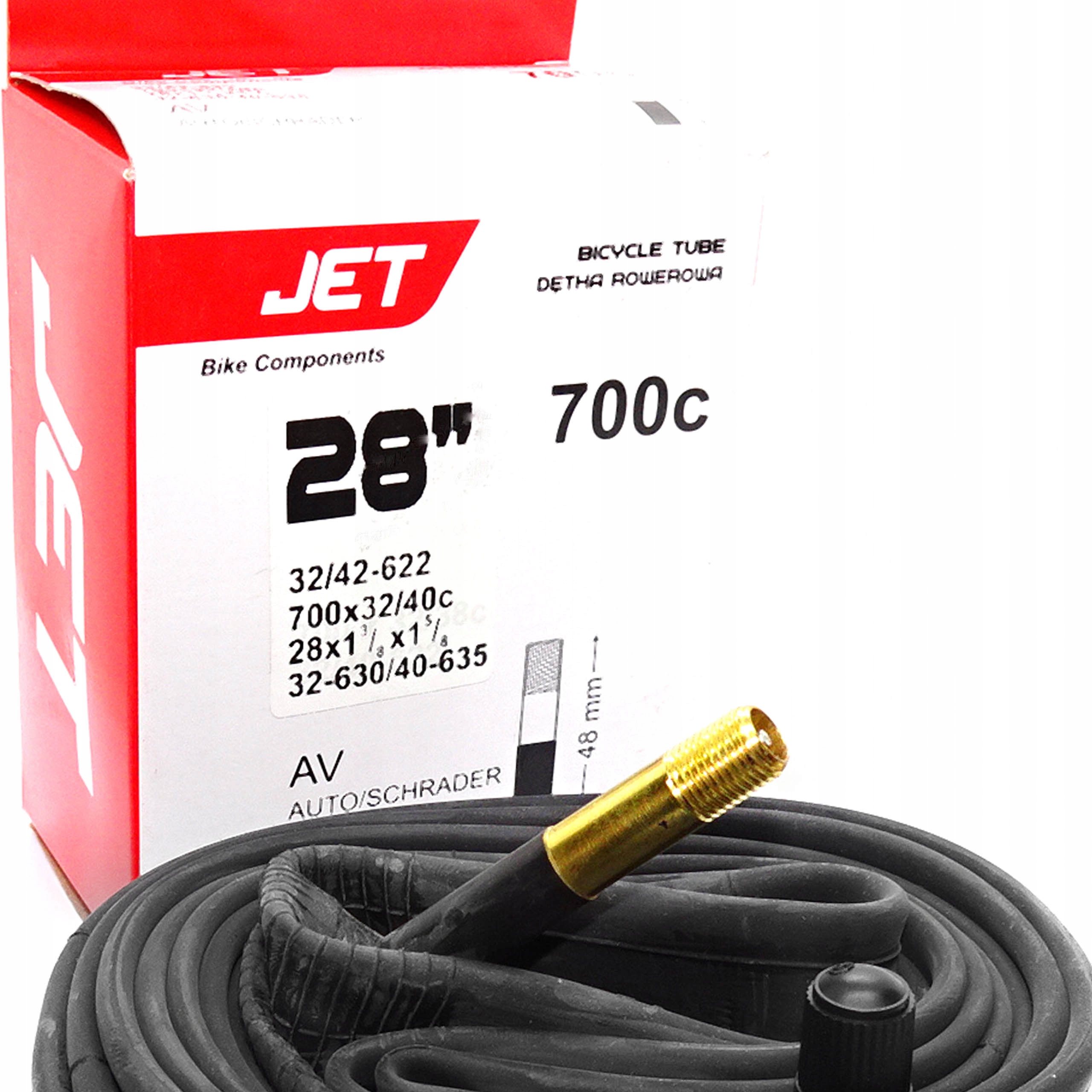 JET DĘTKA ROWEROWA 28" 700 x 32C 35C 38C 40C DO ROWERU ZAWÓR AUTO AV 48mm