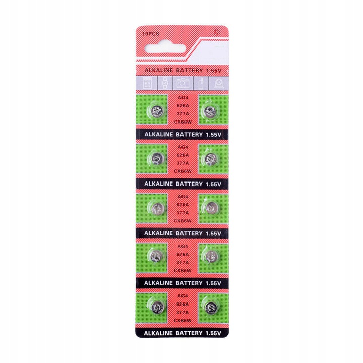 

10 szt Bateria Srebrowa 377 AG4 SR626SW do zegarka