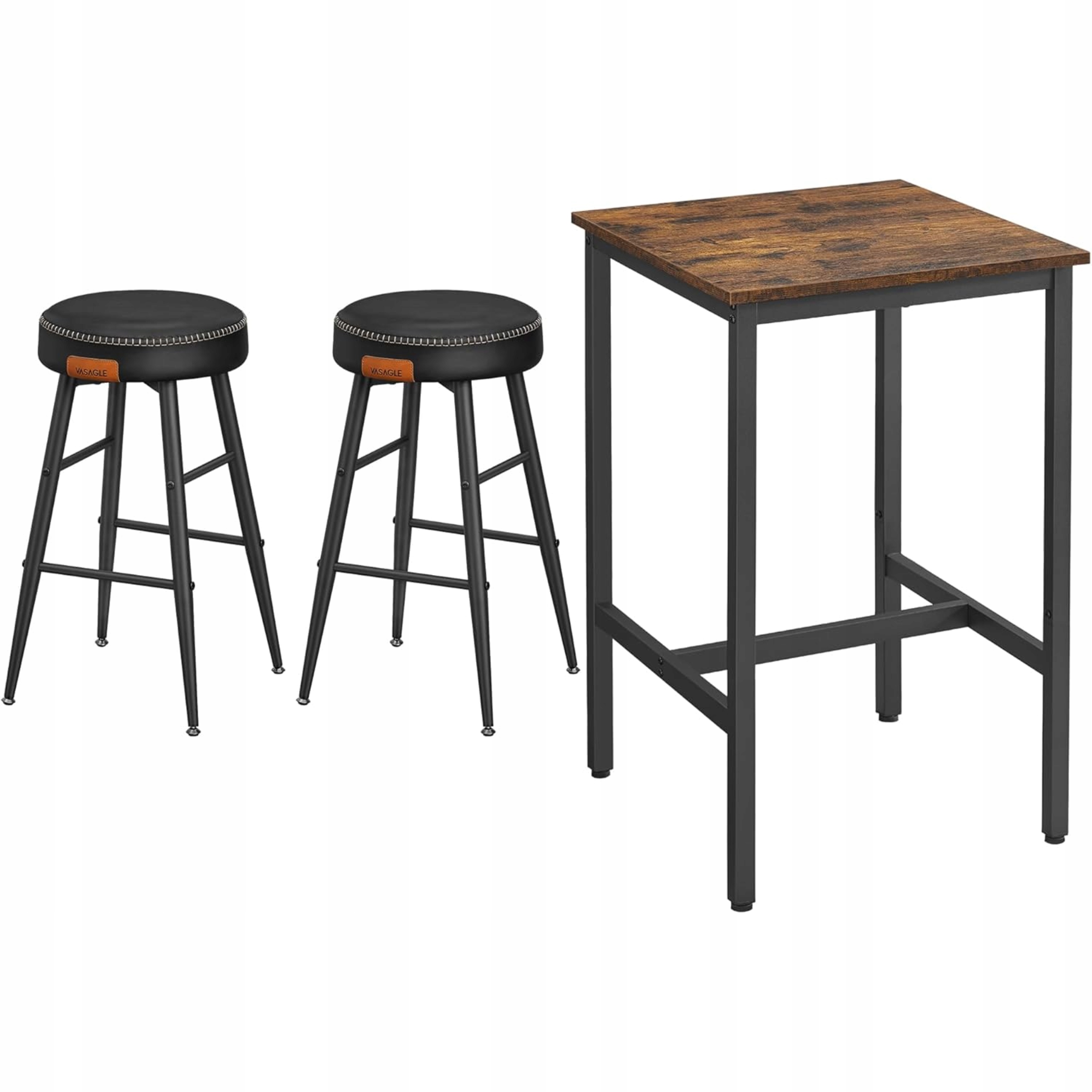 Barový set 2 Hokery Křesla s potahem Vysoký stůl Kuchyňský stůl Loft