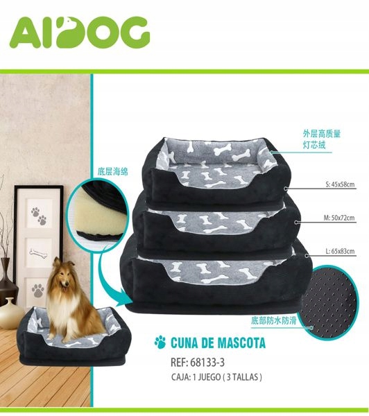 Levně Černé Pelíšek pro psa s velurovým vzorem – komfortní styl