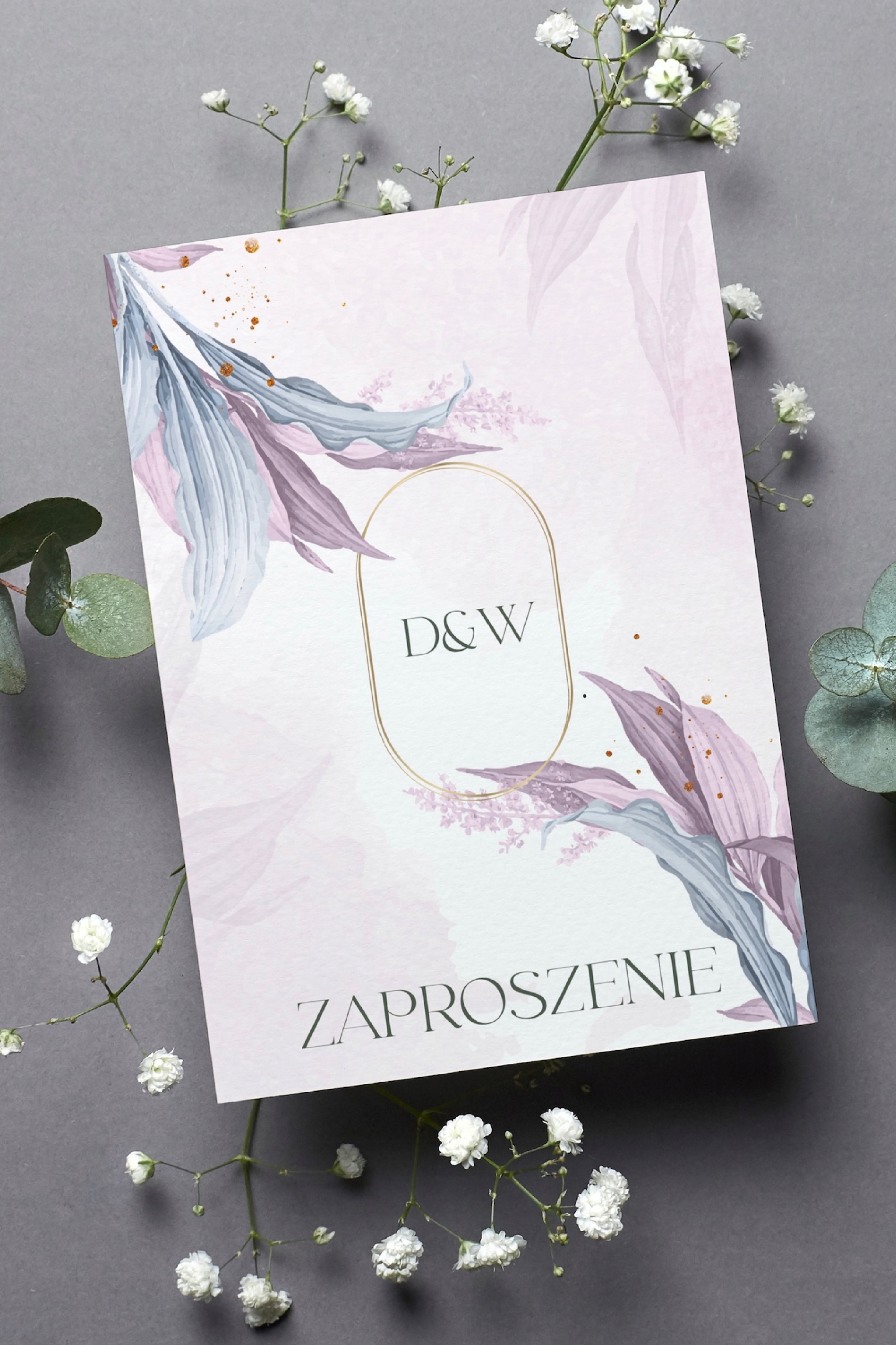 Zaproszenia jednokartkowe 15x10cm. 30 szt. Akwarelowe delikatne kwiaty_1