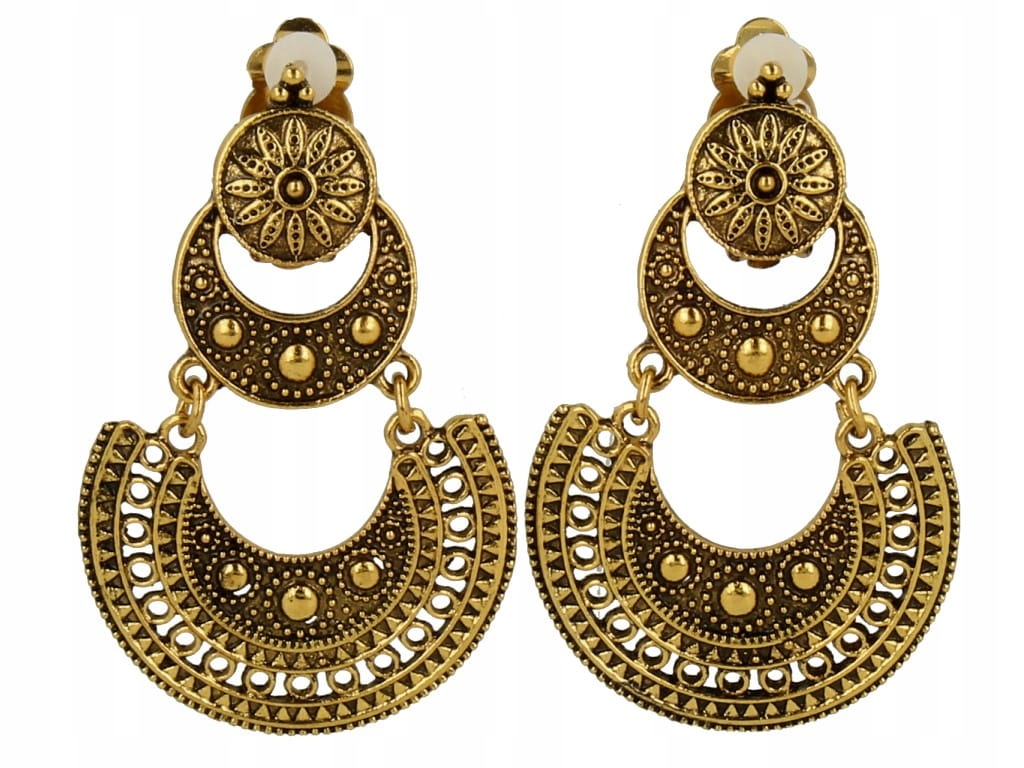 Klipsy do uszu złote wiszące boho Płeć kobieta